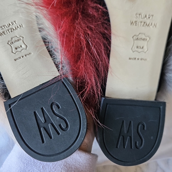 Stuart Weitzman Furgetit Fox Fur Flats Multicolored Mules Size M5.5 - Picture 5 of 17